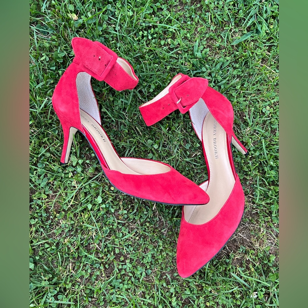 Vintage Audrey Brooke Bold Red Suede Heels